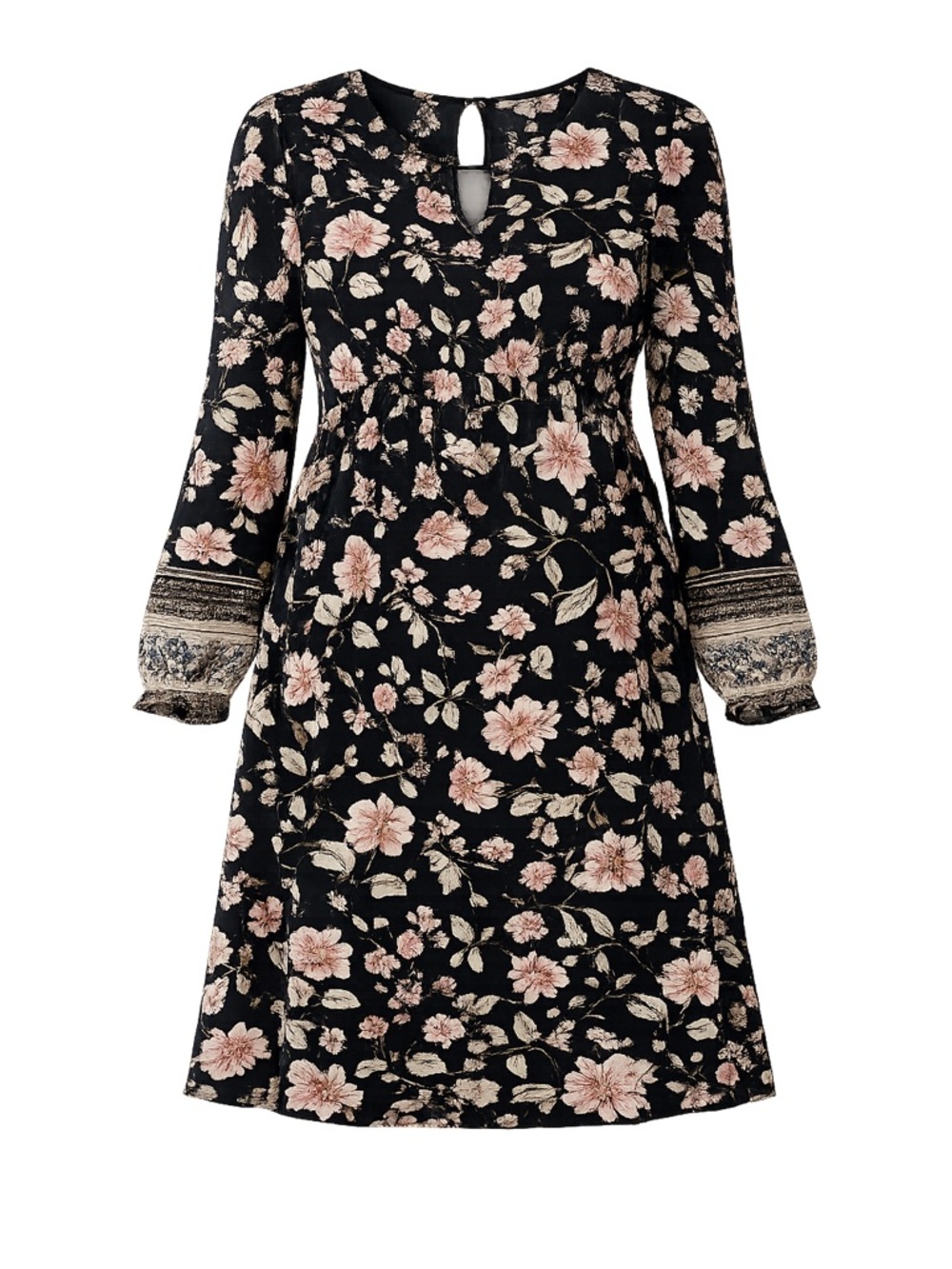 Old Navy Maternity Black Floral Keyhole Dress Size L Knee Length
#082